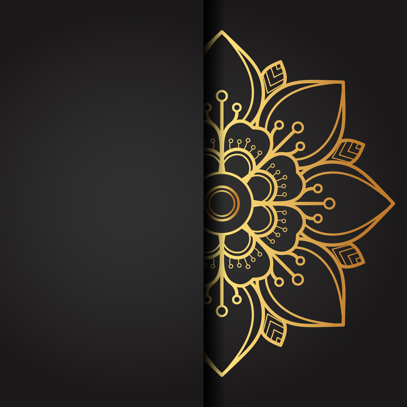 Gold Mandala in Black Background